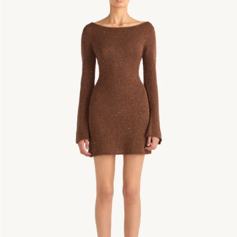 Elegant Brown Long Sleeve Dress